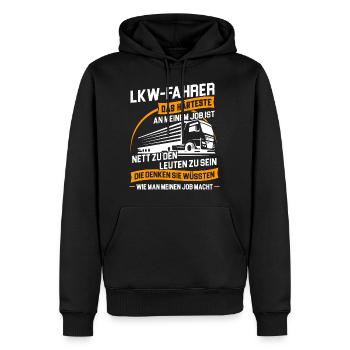 Trucker LKW-Fahrer Fernfahrer LKW Brummi Truck - Männer Premium Bio Hoodie - Schwarz - Vorne - Nico (187cm)