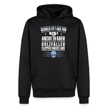 BUCHERONS - Sweat à capuche Premium bio Homme - noir - Devant - Nico (187cm)