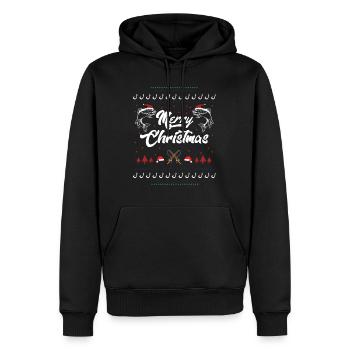 Pêche - vilain petit cadeau de Noël - Sweat à capuche Premium bio Homme - noir - Devant - Nico (187cm)