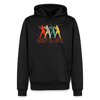 Rétro Pop Art Golf est des cadeaux de la vie pour le golfeur. VENTE - Sweat à capuche Premium bio Homme - noir - Devant - Nico (187cm)