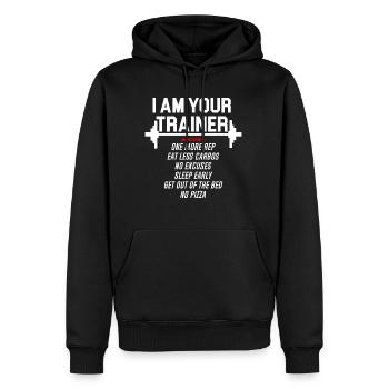 Personal Trainer - Men’s Premium Organic Hoodie - black - Front - Nico (187cm)
