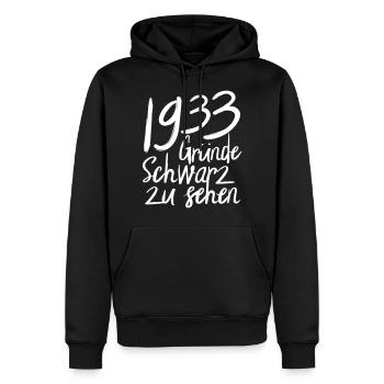 1933 Gründe schwarz zu sehen - Männer Premium Bio Hoodie - Schwarz - Vorne - Nico (187cm)