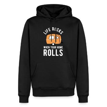 Camping T-Shirt Wohnwagen Geschenk Campingfreunde - Männer Premium Bio Hoodie - Schwarz - Vorne - Nico (187cm)