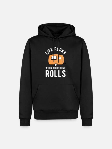 Camping T-Shirt Wohnwagen Geschenk Campingfreunde - Männer Premium Bio Hoodie - Schwarz