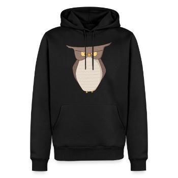Hibou Noctambule - Sweat à capuche Premium bio Homme - noir - Devant - Nico (187cm)