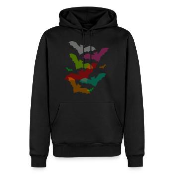bunte Fledermäuse zu Halloween - Männer Premium Bio Hoodie - Schwarz - Vorne - Nico (187cm)