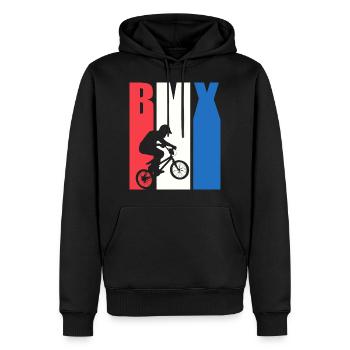 Design rétro cool BMX - Sweat à capuche Premium bio Homme - noir - Devant - Nico (187cm)