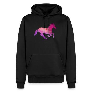 Licorne - Sweat à capuche Premium bio Homme - noir - Devant - Nico (187cm)