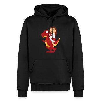 Cadeau de athée de la religion T-Rex de Jesus Dinosaur - Sweat à capuche Premium bio Homme - noir - Devant - Nico (187cm)