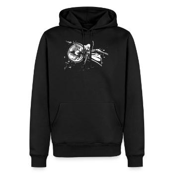 Papy moto - Sweat à capuche Premium bio Homme - noir - Devant - Nico (187cm)