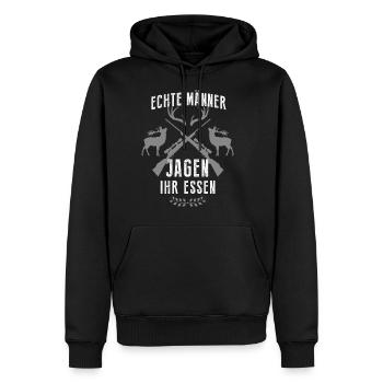 De vrais hommes chassent votre plaisir de chasser les aliments - Sweat à capuche Premium bio Homme - noir - Devant - Nico (187cm)