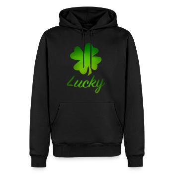 heureux - Sweat à capuche Premium bio Homme - noir - Devant - Nico (187cm)