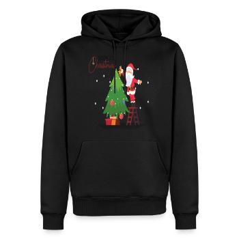 Noël - Sweat à capuche Premium bio Homme - noir - Devant - Nico (187cm)