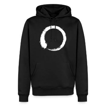 Enso Zen Kreis weiß - Männer Premium Bio Hoodie - Schwarz - Vorne - Nico (187cm)