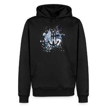 Maritimes Anker Muster im Grunge Style - Männer Premium Bio Hoodie - Schwarz - Vorne - Nico (187cm)