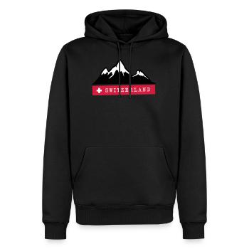 Montagnes suisses - Alpes suisses - Sweat à capuche Premium bio Homme - noir - Devant - Nico (187cm)