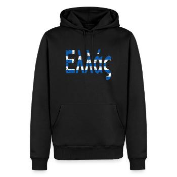 Hellas Ellas Grèce voyage sous drapeau grec - Sweat à capuche Premium bio Homme - noir - Devant - Nico (187cm)