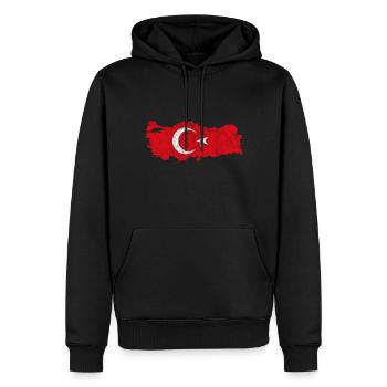 Drapeau turque drapeau turc vacances turques voyage - Sweat à capuche Premium bio Homme - noir - Devant - Nico (187cm)