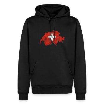 Schweiz Umriss Schweizer Flagge Ski Urlaub Alpen - Männer Premium Bio Hoodie - Schwarz - Vorne - Nico (187cm)