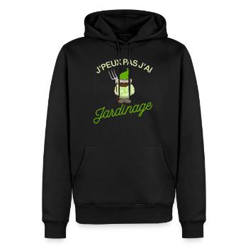 Jpeux pas jardinage - Sweat à capuche Premium bio Homme - noir - Devant - Nico (187cm)