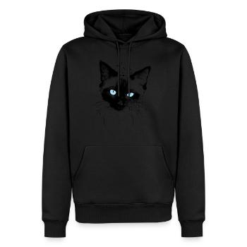 Chat siamois - Sweat à capuche Premium bio Homme - noir - Devant - Nico (187cm)
