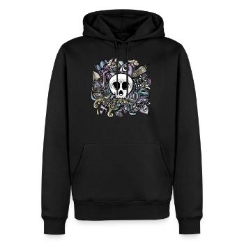 Crâne de griffonnage - Sweat à capuche Premium bio Homme - noir - Devant - Nico (187cm)
