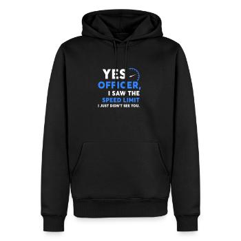 Oui officier excès de vitesse chemise de mécanicien automobile - Sweat à capuche Premium bio Homme - noir - Devant - Nico (187cm)