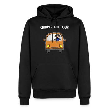 Camping-car vacances - Camper on Tour - Sweat à capuche Premium bio Homme - noir - Devant - Nico (187cm)