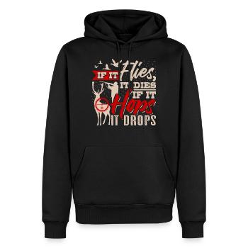 Jagen - Männer Premium Bio Hoodie - Schwarz - Vorne - Nico (187cm)