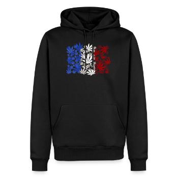 France Fumer du cannabis - Sweat à capuche Premium bio Homme - noir - Devant - Nico (187cm)