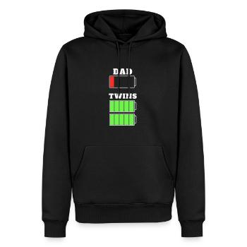 T-shirt jumeau fatigué père batterie - Sweat à capuche Premium bio Homme - noir - Devant - Nico (187cm)