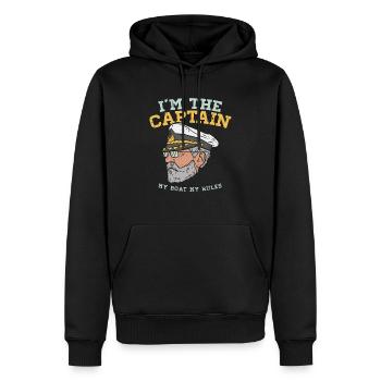 Ich bin der Kapitän - Mein Boot - Meine Regeln - Männer Premium Bio Hoodie - Schwarz - Vorne - Nico (187cm)