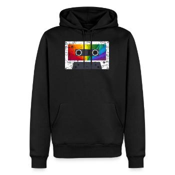 Musique de cassette Gay Pride - Sweat à capuche Premium bio Homme - noir - Devant - Nico (187cm)