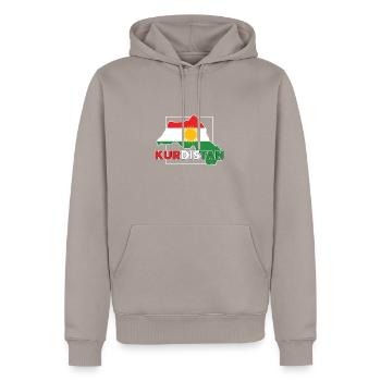 Kurdistan - Männer Premium Bio Hoodie - Taupe - Vorne - Nico (187cm)