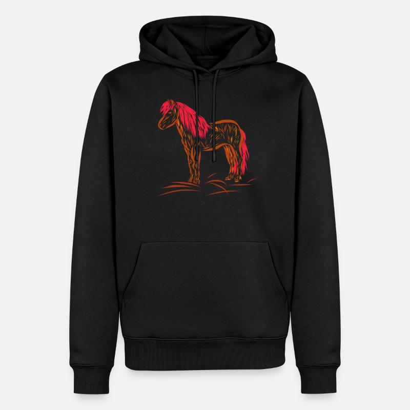 Pferd - Männer Premium Bio Hoodie - Schwarz