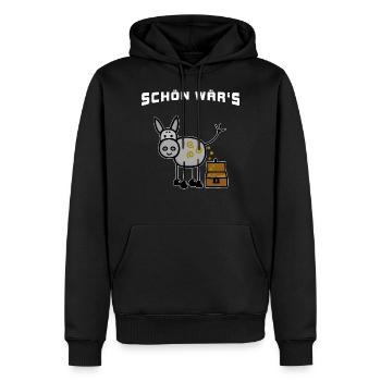Reichtum Geld - Esel kackt Gold - Schön wär's - Männer Premium Bio Hoodie - Schwarz - Vorne - Nico (187cm)