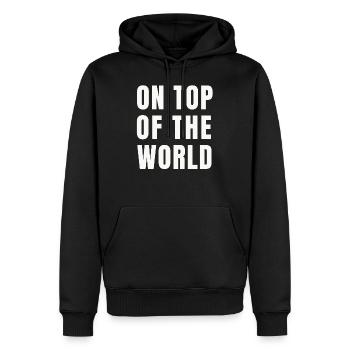 Au sommet du monde (idée cadeau) - Sweat à capuche Premium bio Homme - noir - Devant - Nico (187cm)