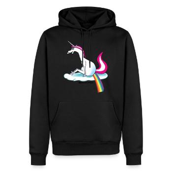 Unicorn pooping rainbow - Einhorn pupst Regenbogen - Männer Premium Bio Hoodie - Schwarz - Vorne - Nico (187cm)