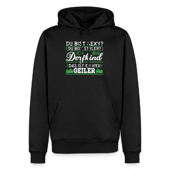 Dorfkind Spruch Land lustige Geschenk - Männer Premium Bio Hoodie - Schwarz - Vorne - Nico (187cm)