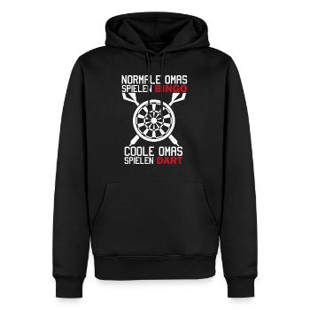 Darts, Oma Darten, cooler Spruch, lustige Omas - Männer Premium Bio Hoodie - Schwarz - Vorne - Nico (187cm)