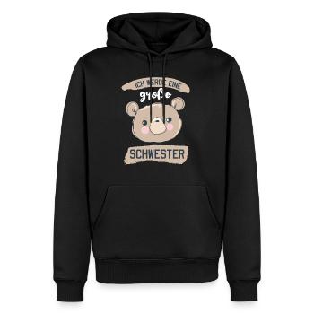 Ich werde große Schwester, Teddybär, Geburt - Männer Premium Bio Hoodie - Schwarz - Vorne - Nico (187cm)