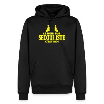 Le meilleur secouriste c'est moi - Sweat à capuche Premium bio Homme - noir - Devant - Nico (187cm)