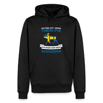 Ich brauche keine Therapie Ich muss nach Schweden - Männer Premium Bio Hoodie - Schwarz - Vorne - Nico (187cm)