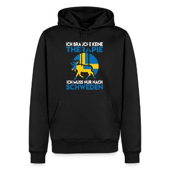 Ich brauche keine Therapie Ich muss nach Schweden - Männer Premium Bio Hoodie - Schwarz - Vorne - Nico (187cm)