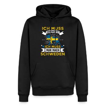 Ich Muss Gar Nichts - Ich Muss Nur Nach Schweden - Männer Premium Bio Hoodie - Schwarz - Vorne - Nico (187cm)