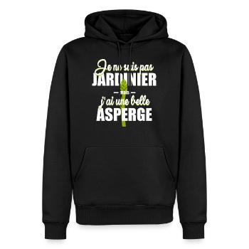 Je ne suis pas jardinier - Sweat à capuche Premium bio Homme - noir - Devant - Nico (187cm)