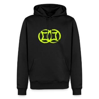 Symbole chinois double chance - Sweat à capuche Premium bio Homme - noir - Devant - Nico (187cm)