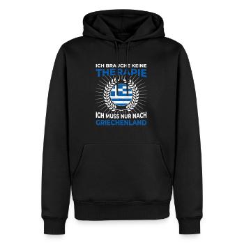 Griechenland Urlaub Reise Sprichwort Therapie - Männer Premium Bio Hoodie - Schwarz - Vorne - Nico (187cm)