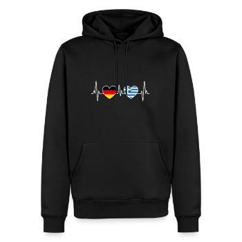 Griechenland Deutschland Herzschlag EKG - Reise - Männer Premium Bio Hoodie - Schwarz - Vorne - Nico (187cm)