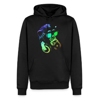 Monkey DJ - Men’s Premium Organic Hoodie - black - Front - Nico (187cm)